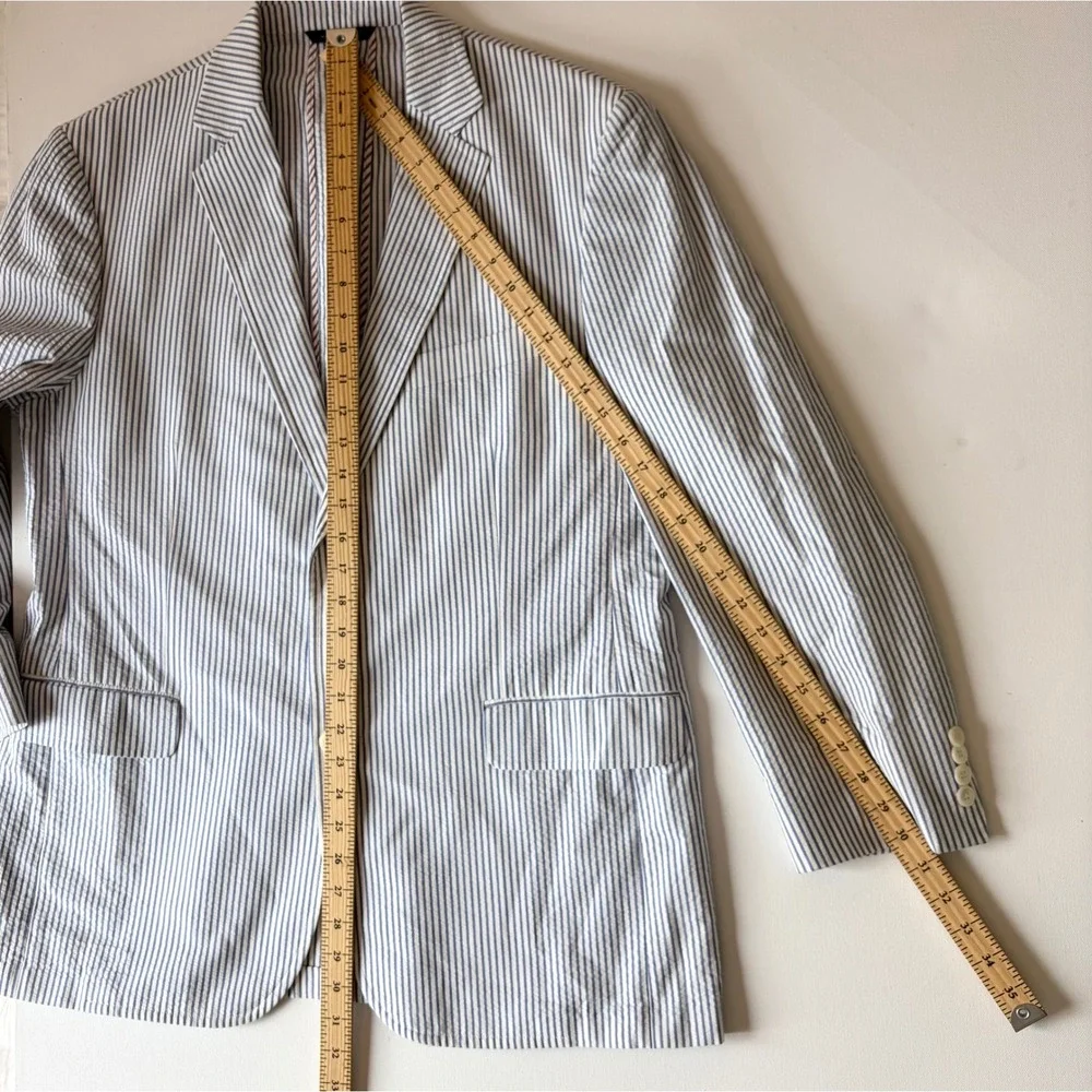 Brooks Brothers Sport Coat Mens 43R Blue White Seersucker Madison 1818 Blazer